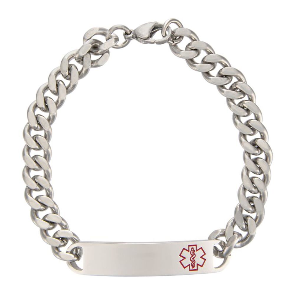 Stainless Steel 9-inch Diabetic Medical Alert Bracelet